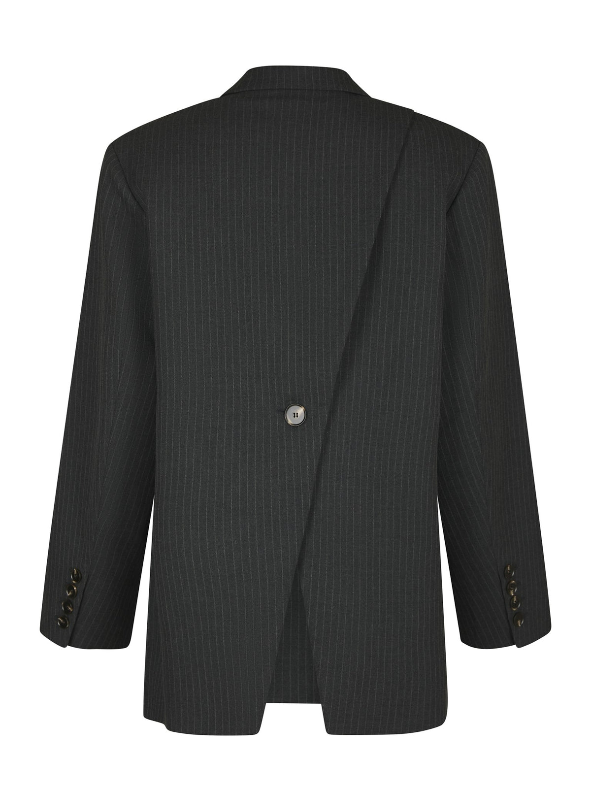 Aarielle Slim Pinstripe Blazer - Dark Grey Melange