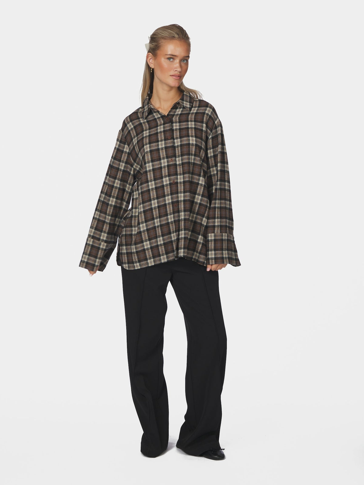 Dita Flannel Check Shirt - Dark Taupe