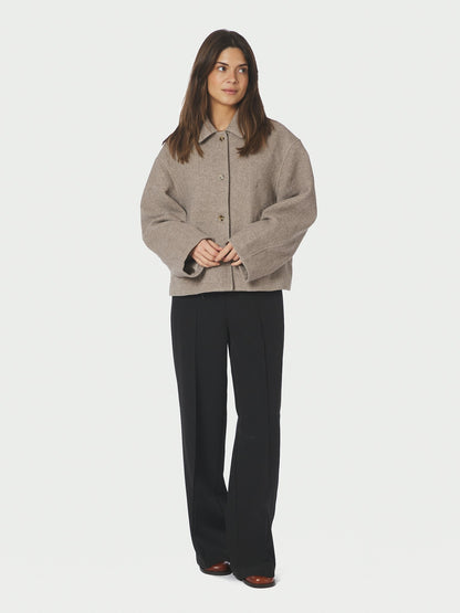 Hamra Herringbone Twill Jacket - Beige Melange