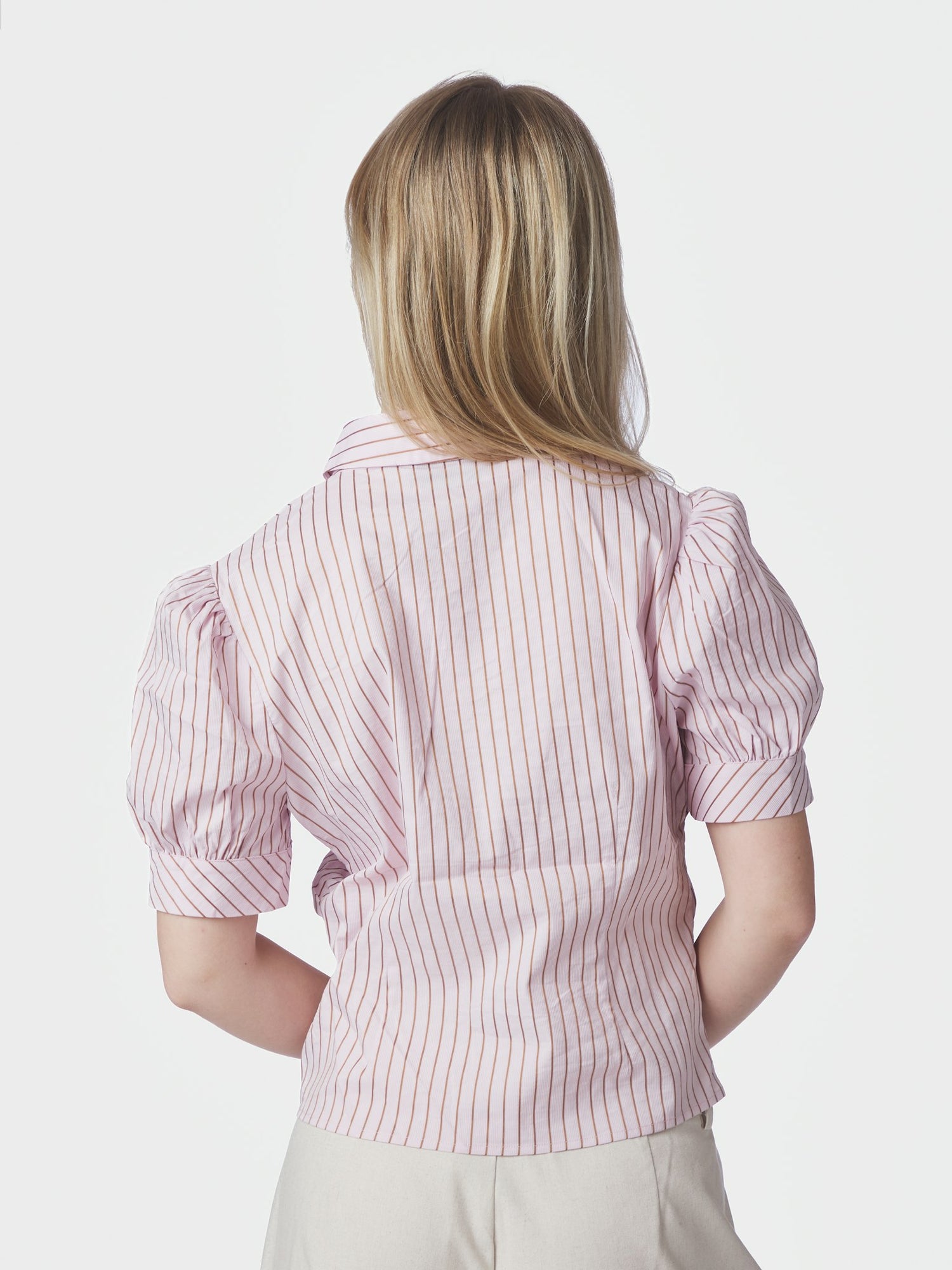 Frannie Structure Stripe Shirt - Light Pink