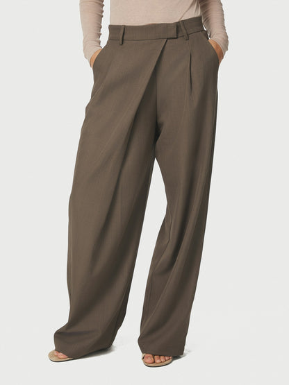 Calina Structure Wrap Pants - Dusty Brown