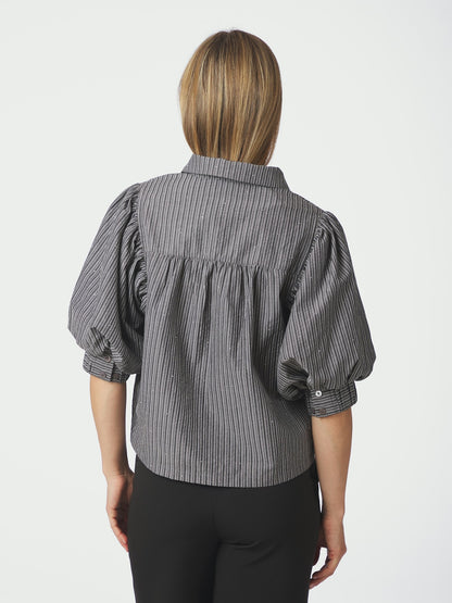 Etta Stripe B Shirt - Dark Grey