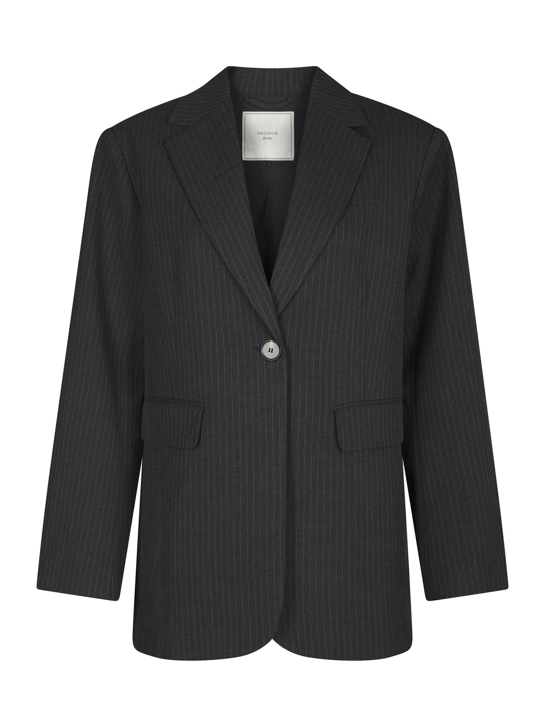 Aarielle Slim Pinstripe Blazer - Dark Grey Melange