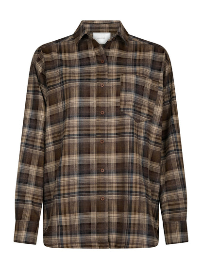 Dalma Flannel Check Shirt - Dark Taupe