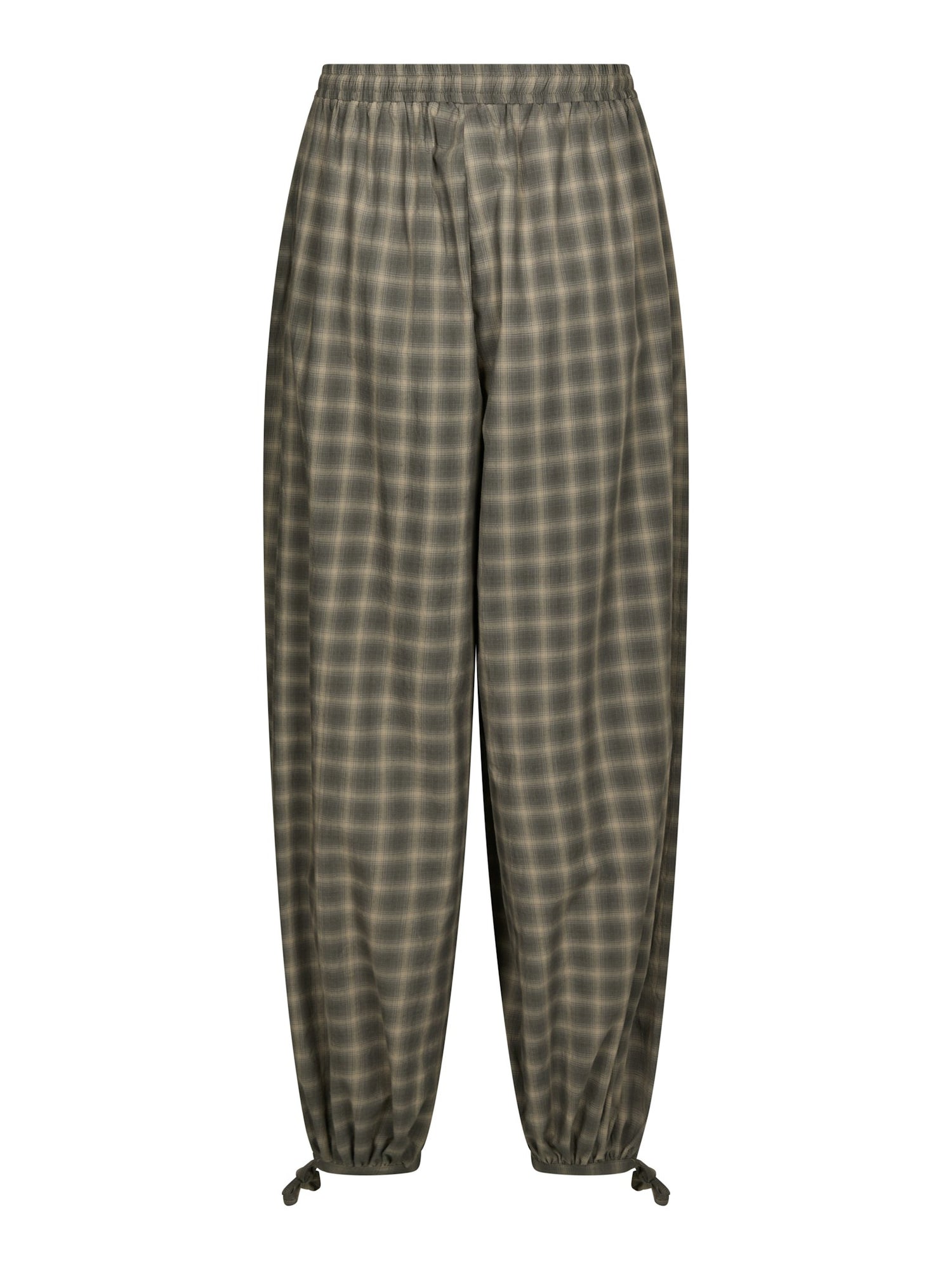 Roxane Balloon Checked Pants - Dusty Army