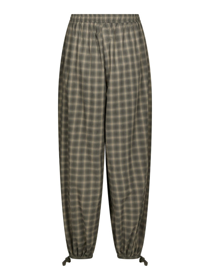 Roxane Balloon Checked Pants - Dusty Army