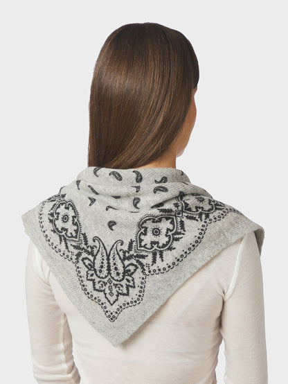 Adelina Paisley Knit Scarf - Grey Melange