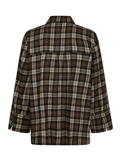 Dita Flannel Check Shirt - Dark Taupe