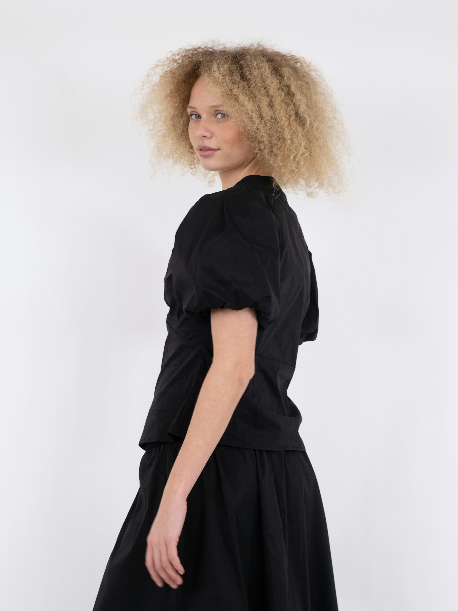 Irina Poplin Blouse - Black