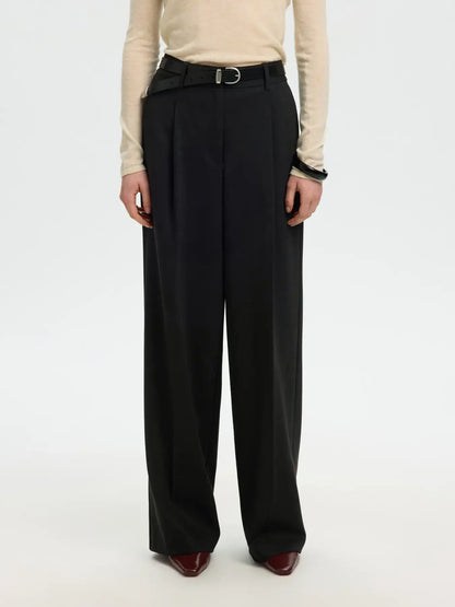 SLFWide Mara Wool Blend HW Pant - Black