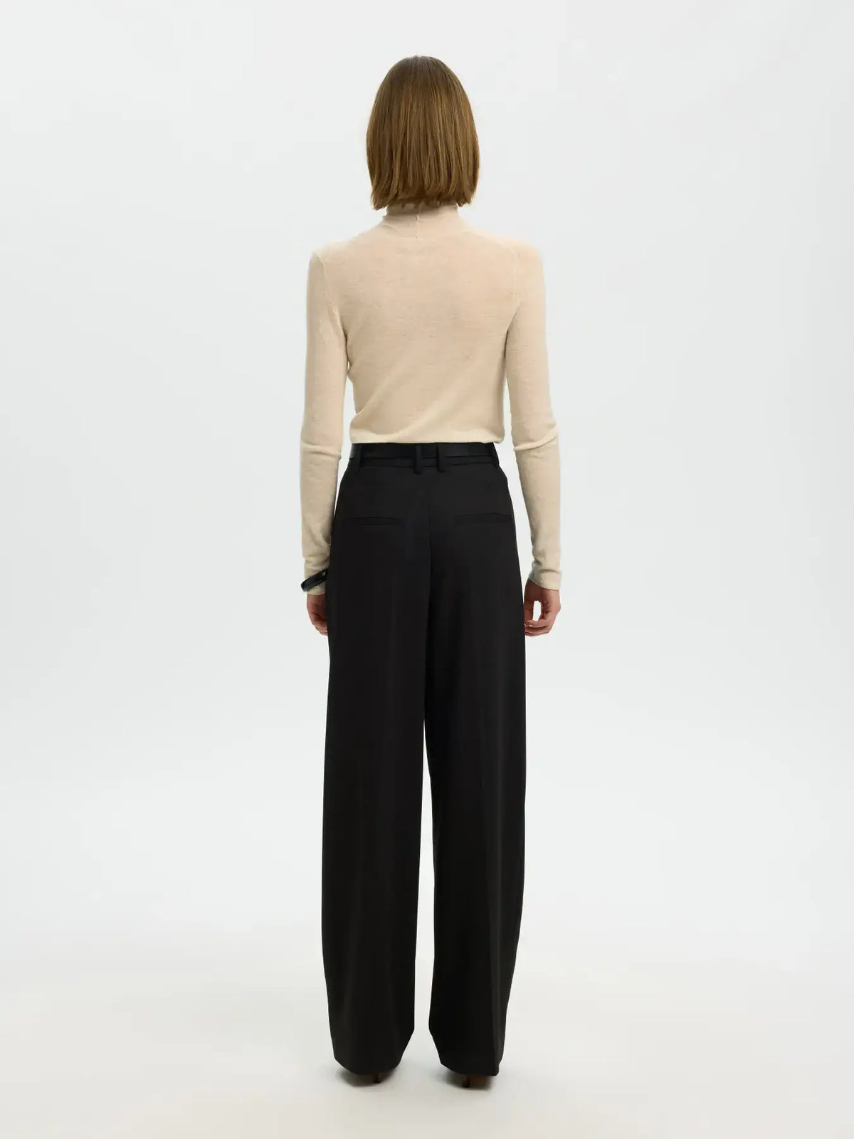 SLFWide Mara Wool Blend HW Pant - Black