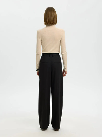 SLFWide Mara Wool Blend HW Pant - Black
