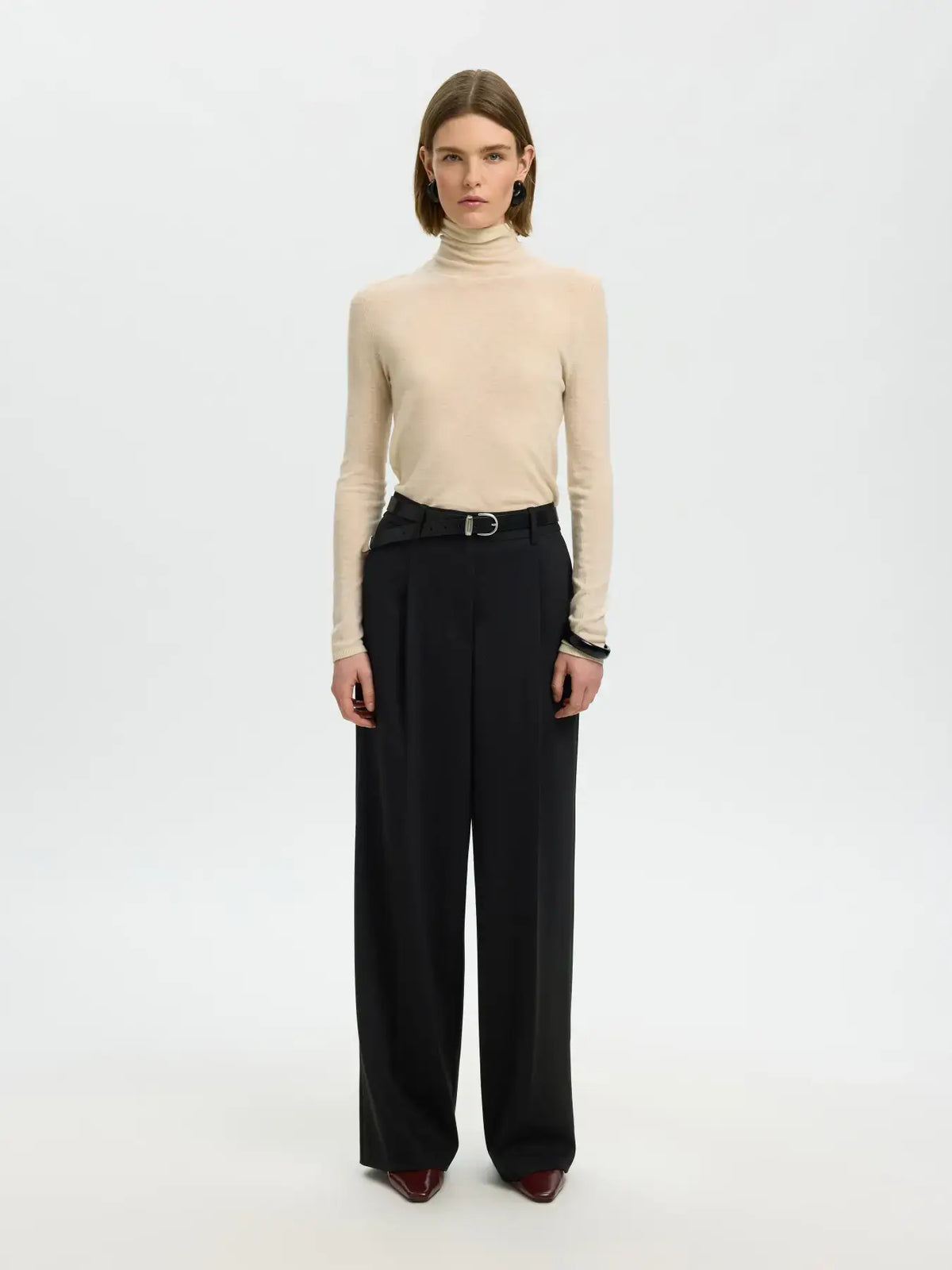 SLFWide Mara Wool Blend HW Pant - Black