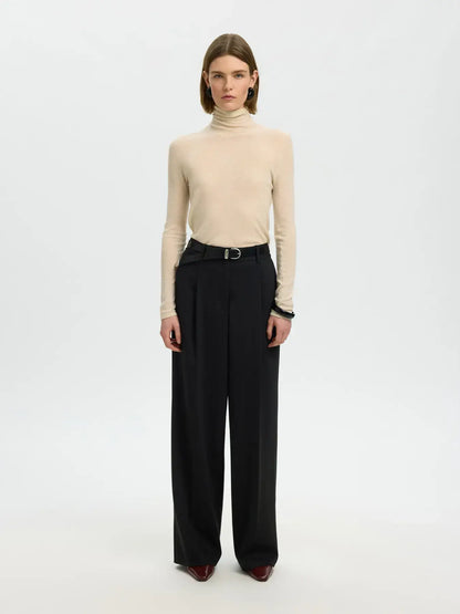 SLFWide Mara Wool Blend HW Pant - Black