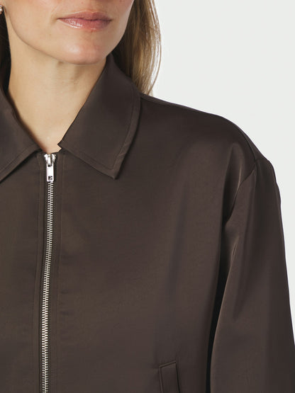 Denielle Heavy Sateen Jacket - Dark Brown