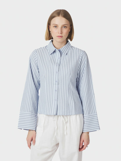 Rosa Striped Crepe Shirt - Blue