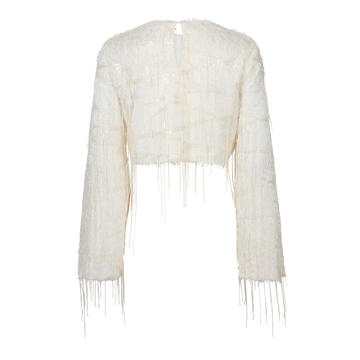 Sequin Fringe Blouse - Pearl