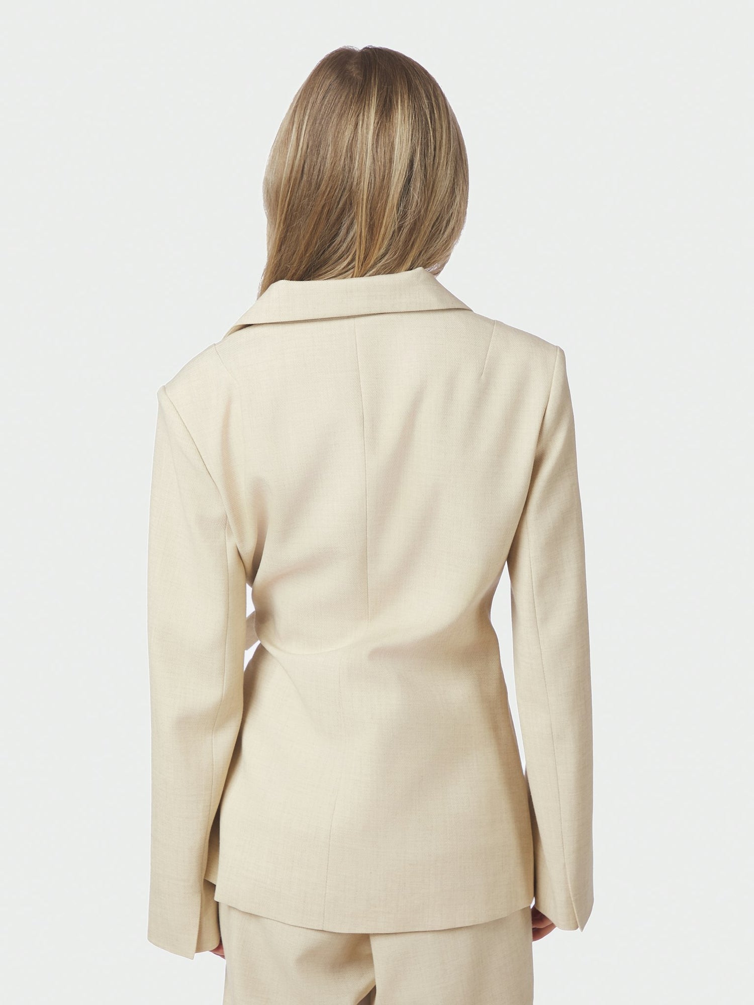 Carmia Melange Tie Blazer - Beige Melange